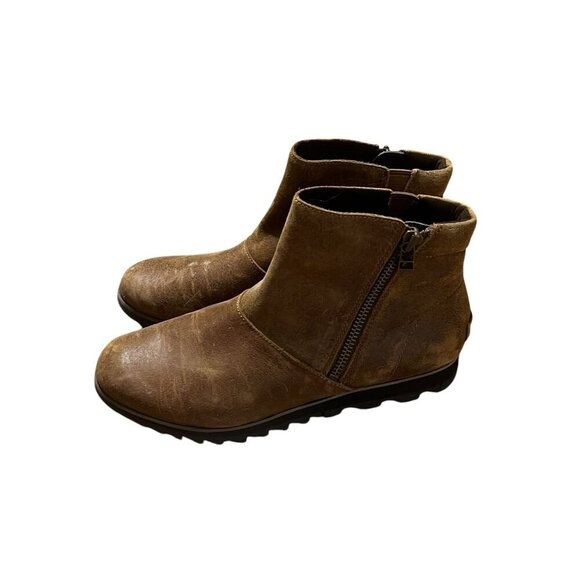 Sorel Womens Brown Waterproof Leather Ankle Boots With Side Zippers - Size 10 - Picture 4 of 12